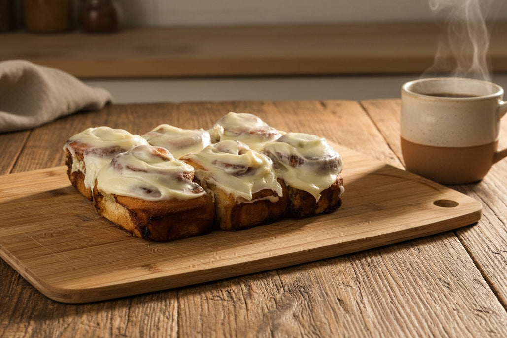 A six pack of cinnamon scrolls from Beau baker in the Macedon Ranges