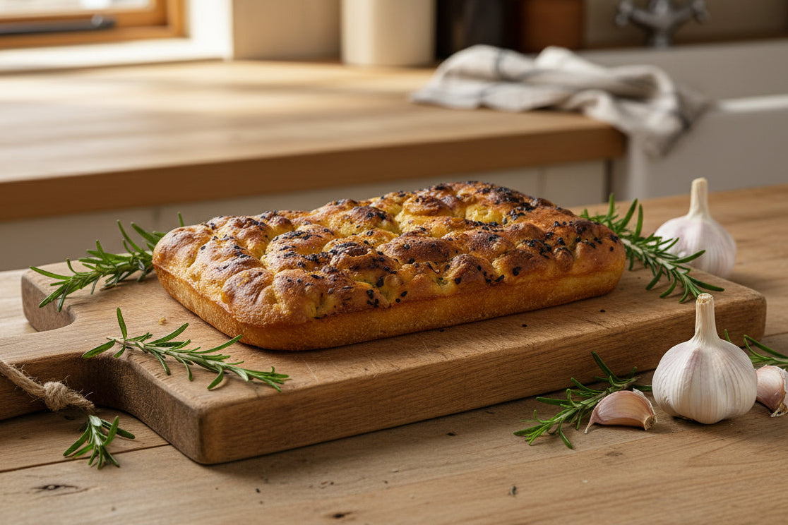 A Loaf at First Site focaccia from Beau Baker in the Macedon Ranges 