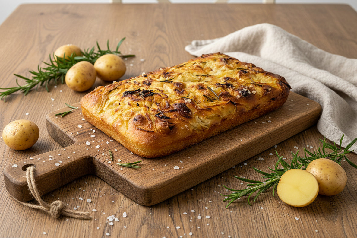 A potato focaccia from Beau Baker in the Macedon Ranges