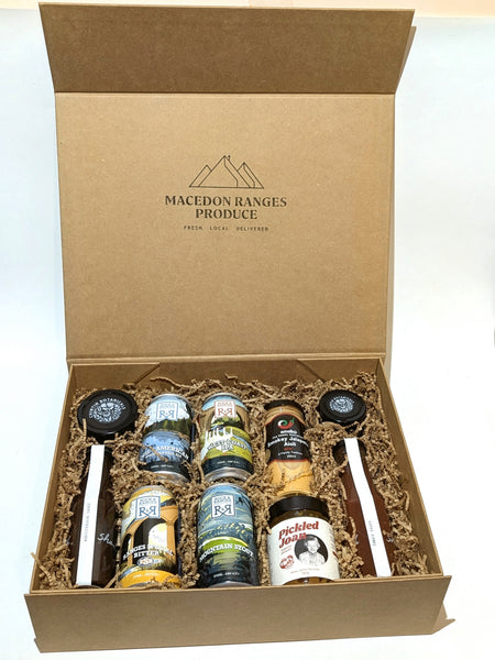 inside the beer and bbq gift hamper from Macedon Ranges Produce. 