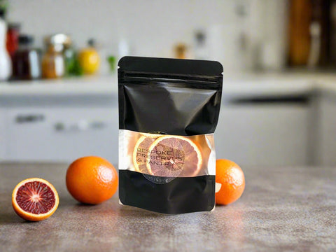 Black stand-up pouchof Bespoke Pantry dehydrated oranges