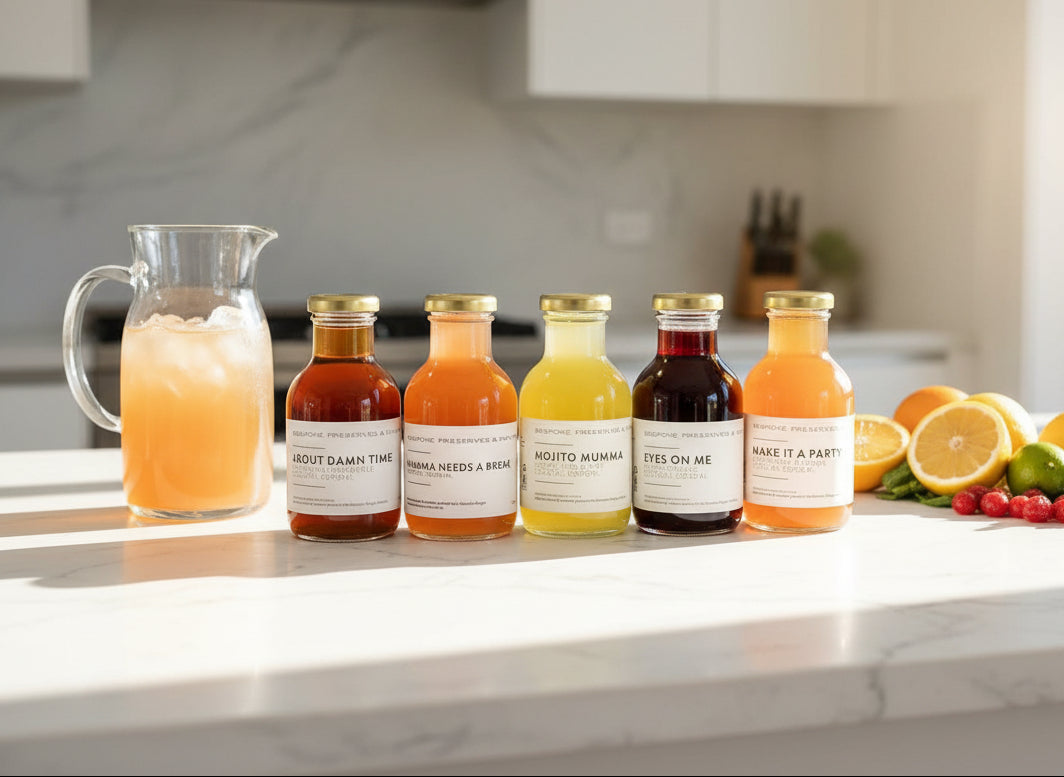 5 bottles of cordial from Bespoke Pantry in the Macedon Ranges