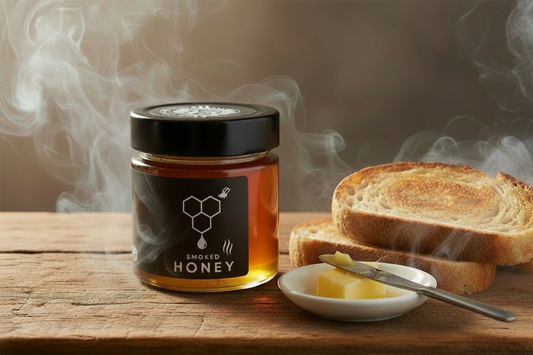 a jar of smoked honey from Chintin Botanicals in the Macedon Ranges.