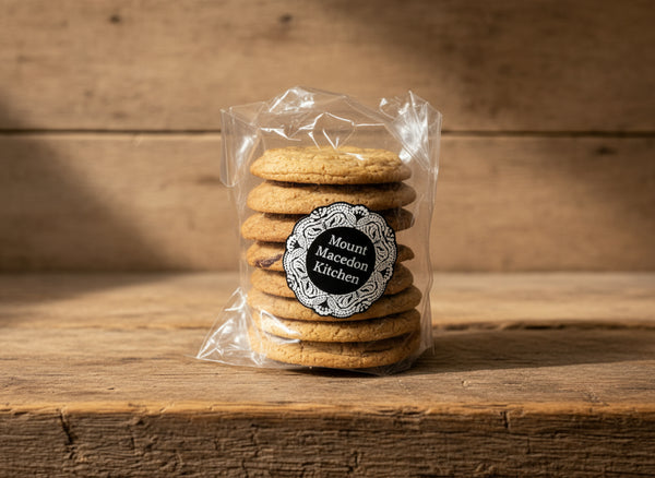 a pack of choc chip cookies from Mount Macedon Kitchen in the Macedon Ranges