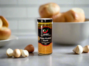 a jar of pickled garlic made in the Macedon Ranges