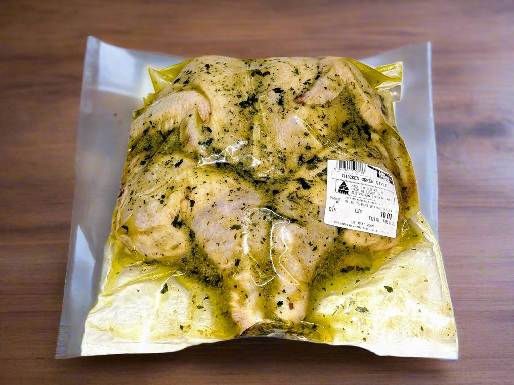 Greek marinated butterflied chicken from The Meat Room in The Macedon Ranges