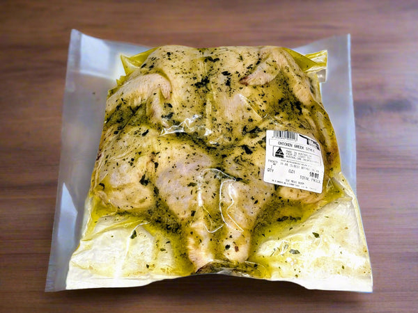Greek marinated butterflied chicken from The Meat Room in The Macedon Ranges