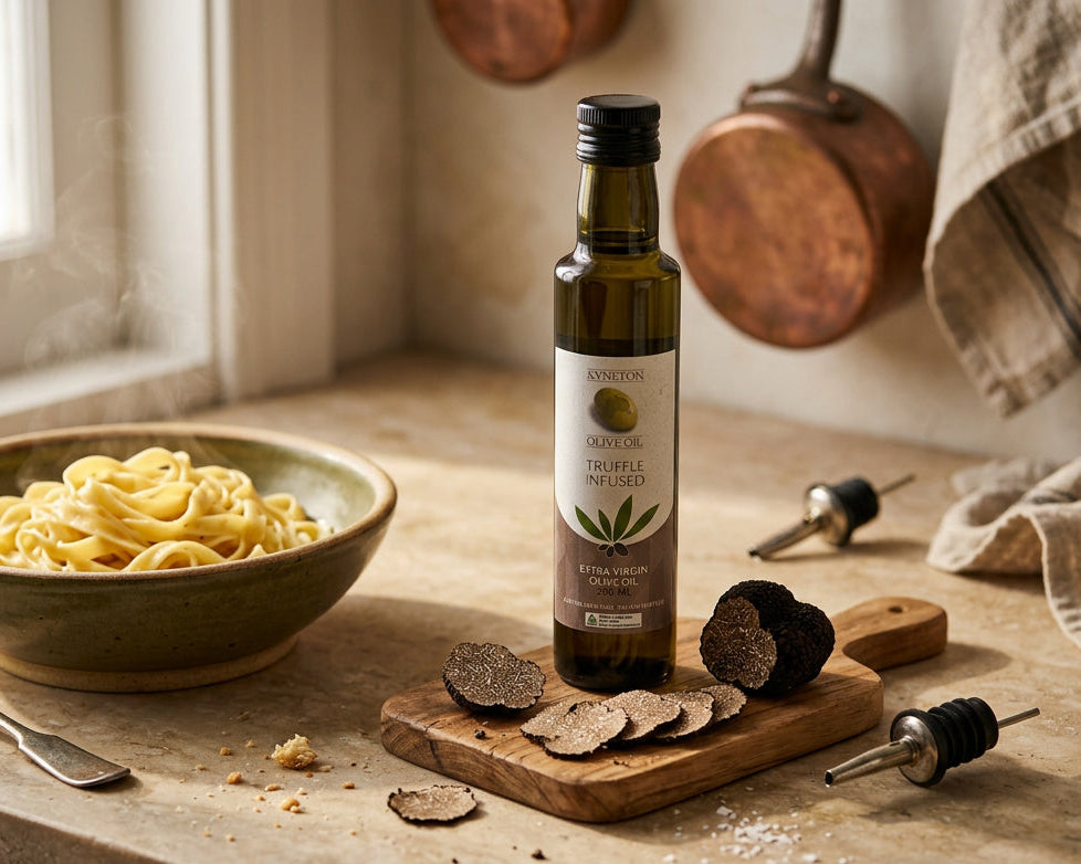 a bottle of Kyneton Olive Oil infused with truffle