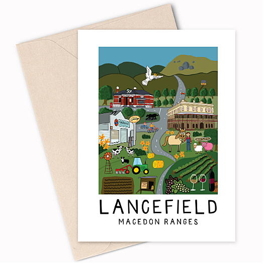 gift card depicting Lancefield in Macedon Ranges
