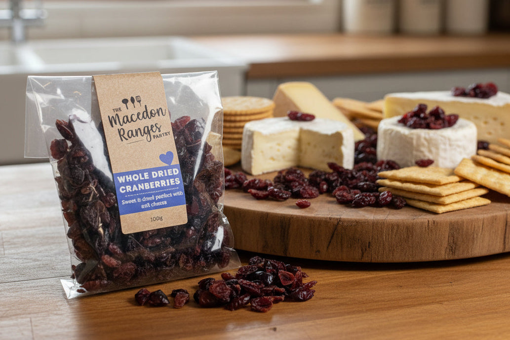 a bag of dried cranberries from The Macedon Ranges Pantry in the Macedon Ranges