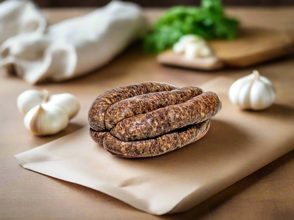 orgainc garlic and ginger beef sausages from Tall Poppy Farm in Macedon Ranges