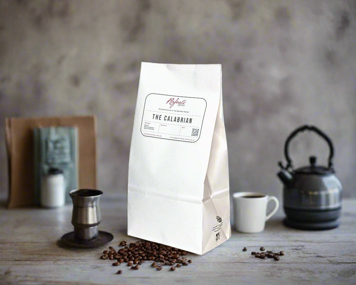 a bag of fresh coffee beans from The Macedon Ranges