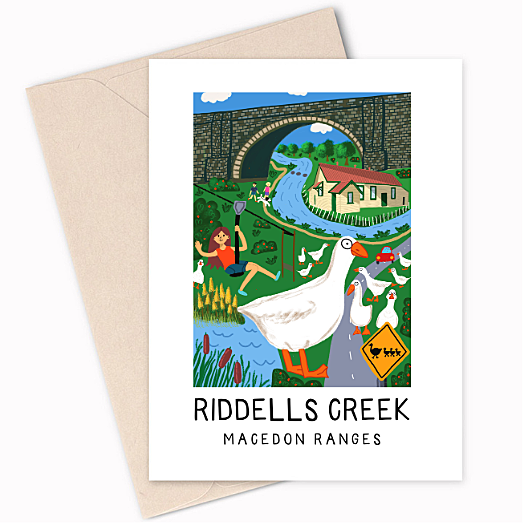 gift card depicting Riddells Creek in Macedon Ranges