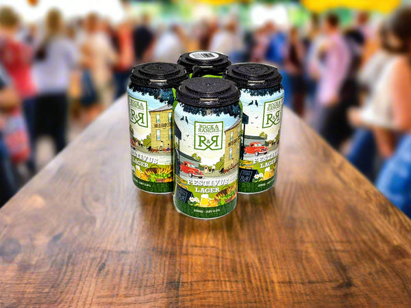 4 cans of Rock and Ranges Festivus Larger brewed in The Macedon Ranges