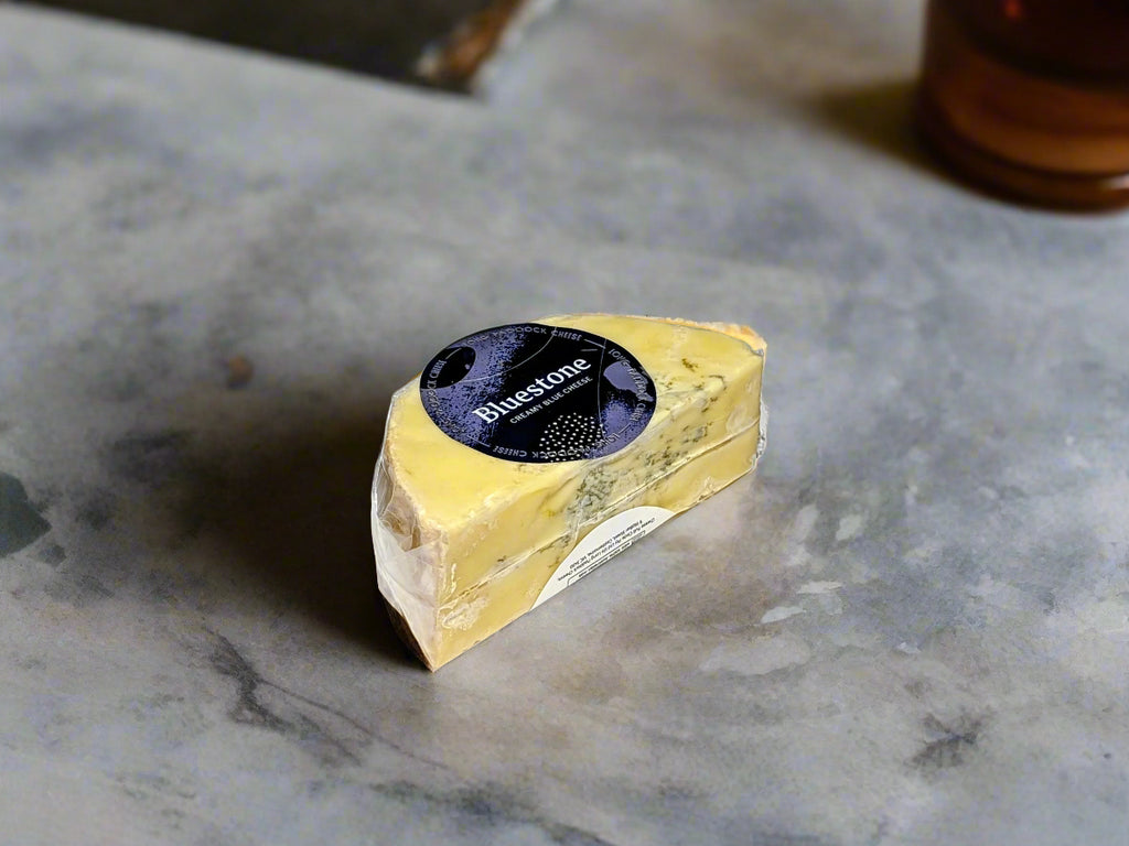 a wedge of Bluestone blue cheese from The Long Paddock