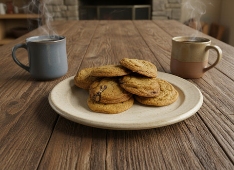 a stack of choc chip cookies from Mount Macedon Kitchen in the Macedon Ranges