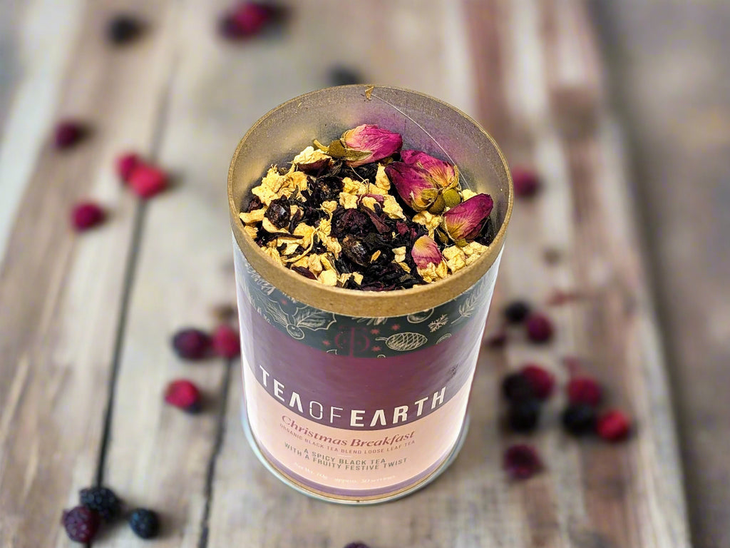 inside a tin of Christmas breakfast tea hand blended in the Macedon ranges