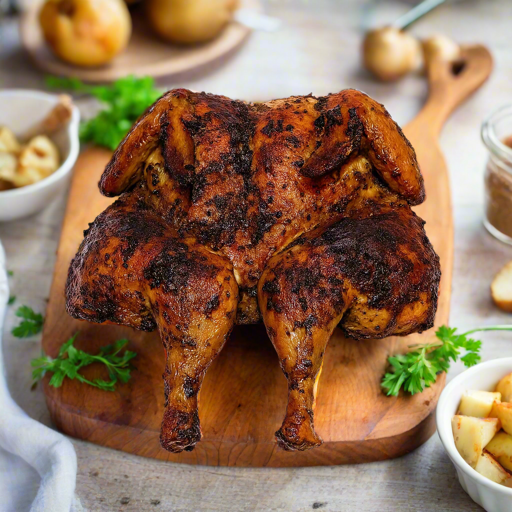 roasted Greek marinated butterflied chicken from The Meat Room in The Macedon Ranges