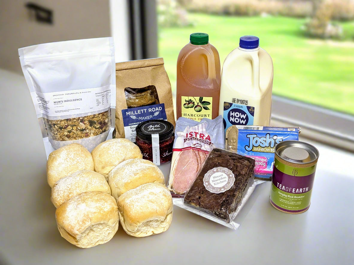 a couples breakfast with foods from The Macedon Ranges