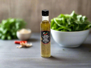 Bottle of olive oil italian dressing from Emelias in The Macedon Ranges