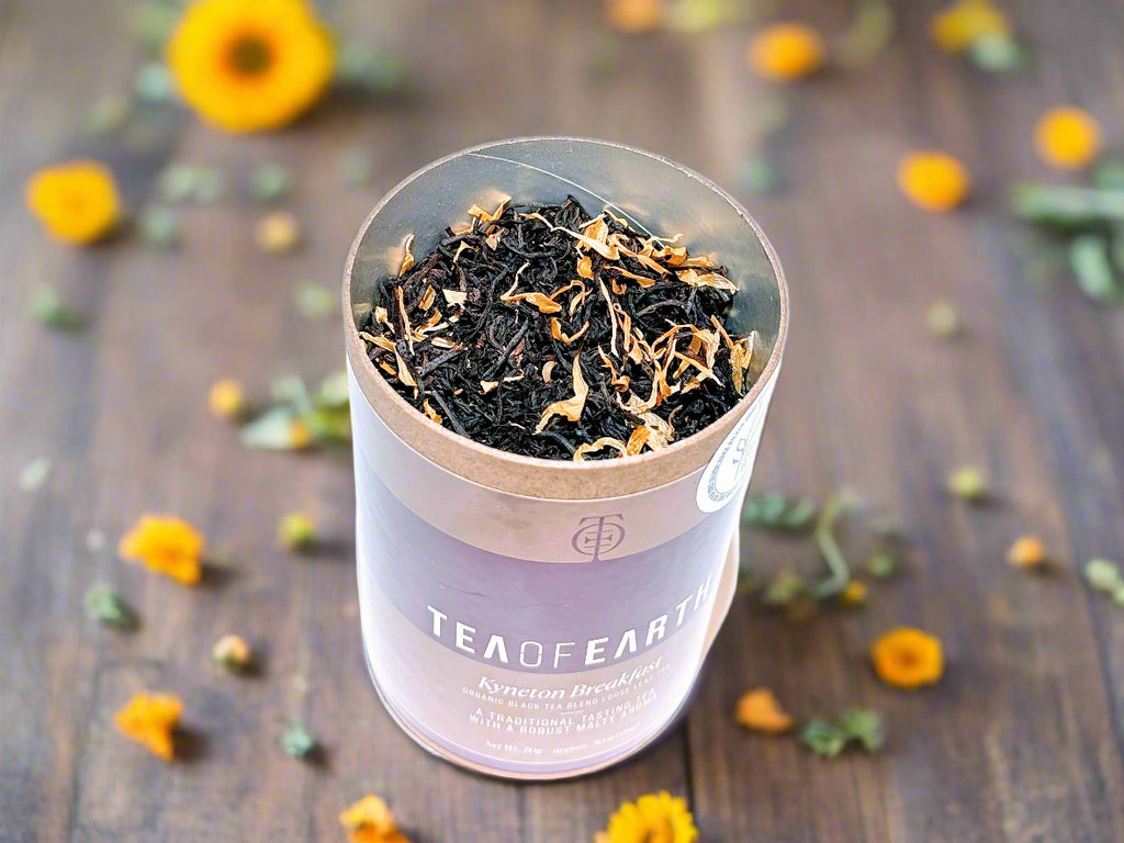 inside a tin of kyneton breakfast organic tea blended in the macedon ranges
