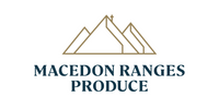 Logo of Macedon Ranges Produce with mountain-like design on a white background
