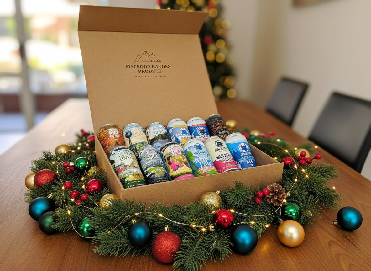 a gift hamper of 12 craft beers from The Macedon Ranges