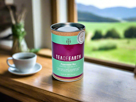 a tin of peppermint tea hand blended in the macedon ranges