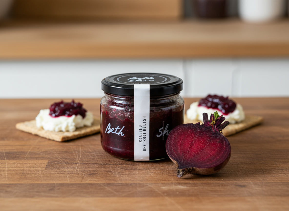 a jar of roasted beetroot relish from Beth Shan in the Macedon Ranges