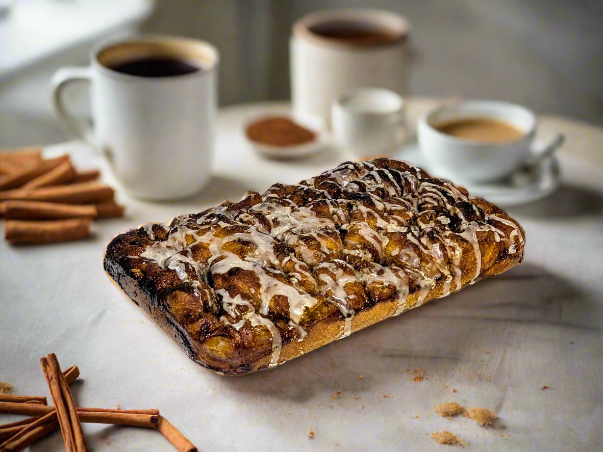 cinnamon scroll focaccia from Beau Baker in Teh Macedon Ranges