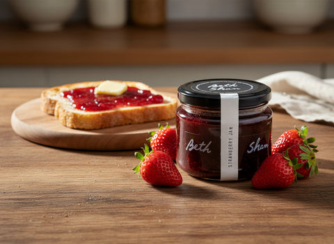 a jar of strawberry jam from Beth Shan in the Macedon Ranges