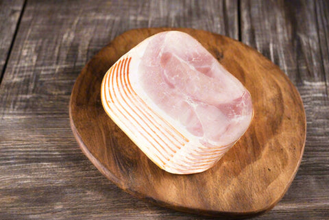 locally grown ham from the Macedon Ranges sliced and on serving board